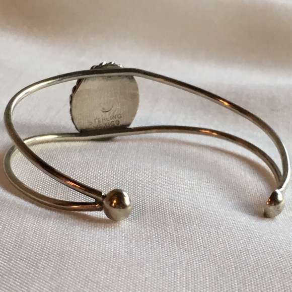 Sterling Cuff bracelet cabochon tigers eye - Picture 3 of 8